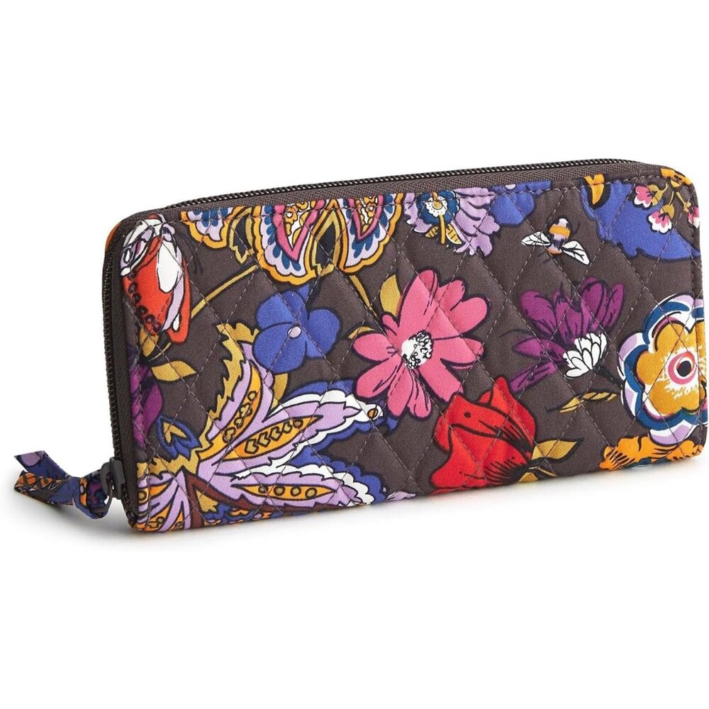 Women's Cotton Continental Wallet Colorful Bouquet